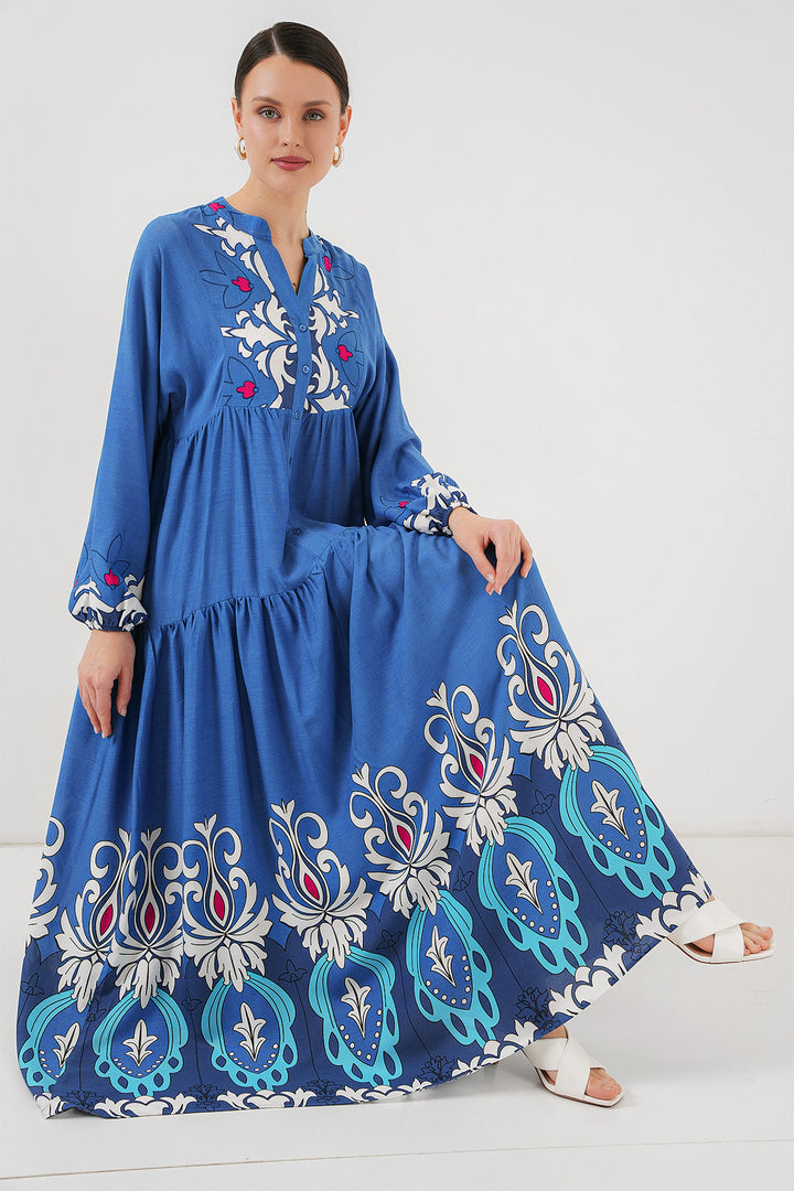 Bigdart Robe de hijab à motif authentique 2423 - f. Indigo