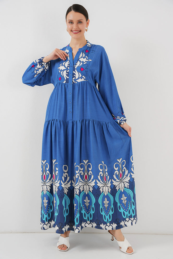 Bigdart Robe de hijab à motif authentique 2423 - f. Indigo