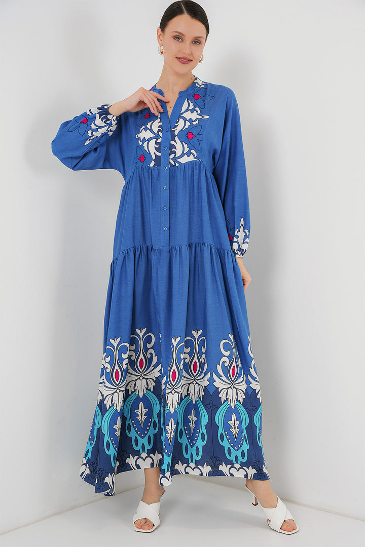 Bigdart Robe de hijab à motif authentique 2423 - f. Indigo