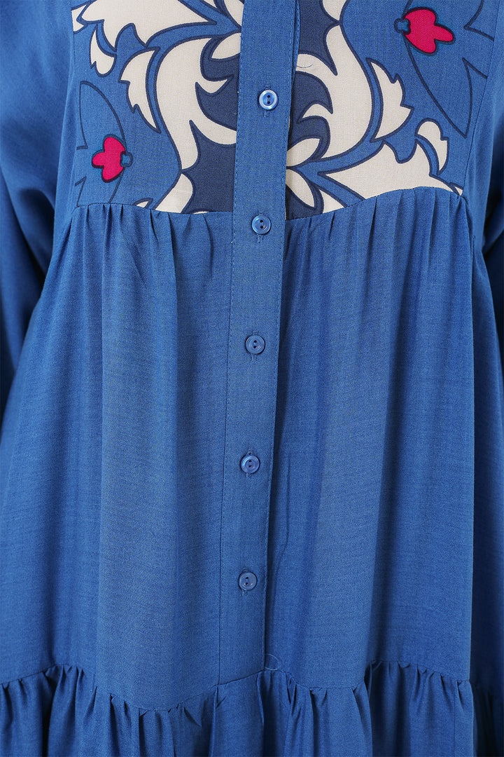 Bigdart Robe de hijab à motif authentique 2423 - f. Indigo