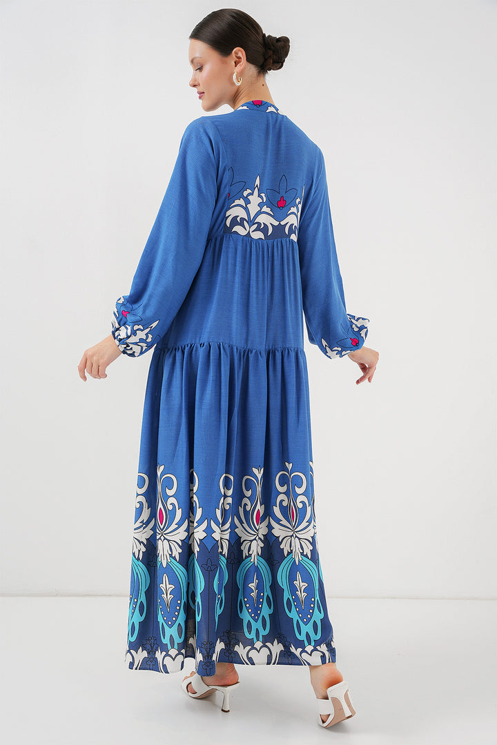 Bigdart Robe de hijab à motif authentique 2423 - f. Indigo