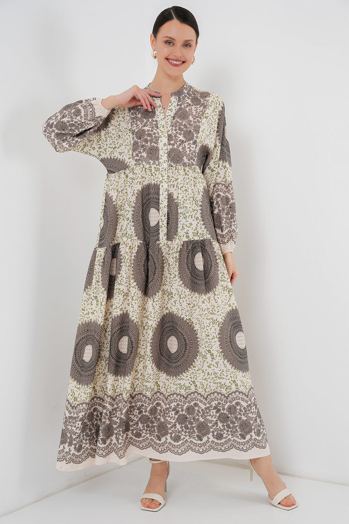 Bigdart 2423 Robe Modeste Imprimée Authentique - Marron