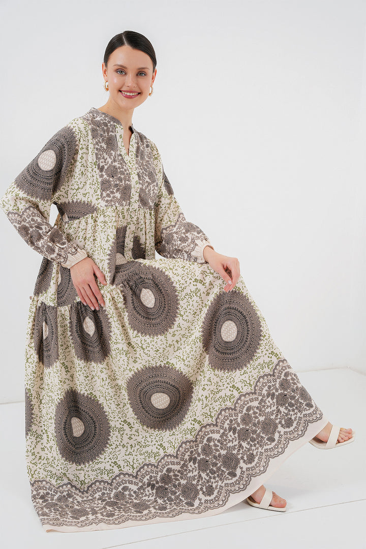 Bigdart 2423 Robe Modeste Imprimée Authentique - Marron