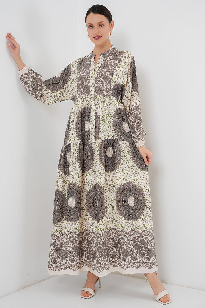 Bigdart 2423 Robe Modeste Imprimée Authentique - Marron
