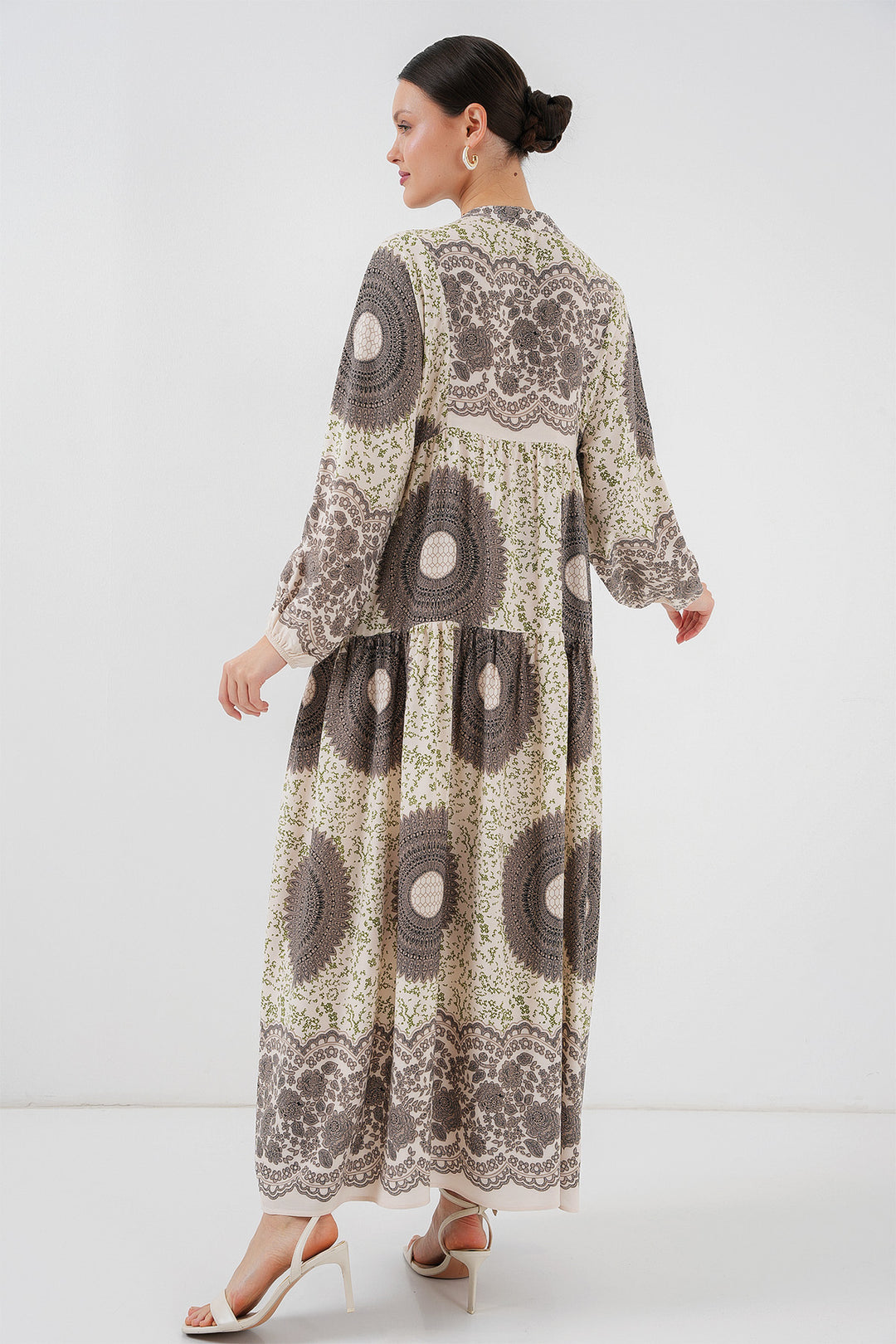Bigdart 2423 Robe Modeste Imprimée Authentique - Marron