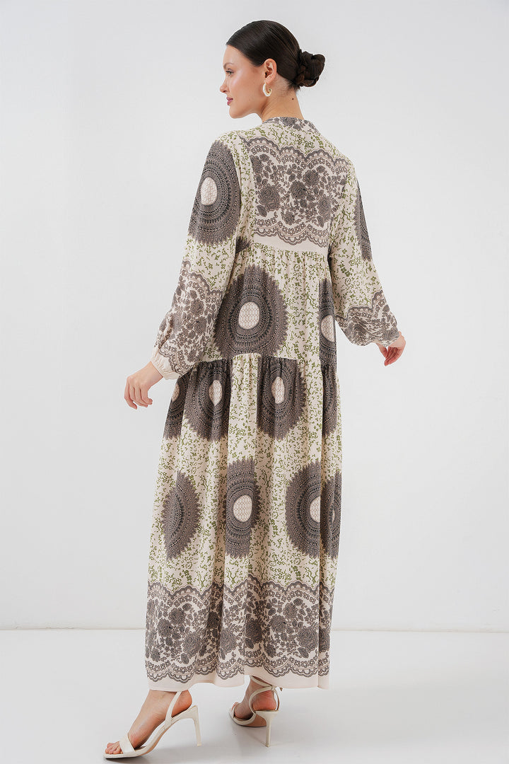 Bigdart 2423 Robe Modeste Imprimée Authentique - Marron