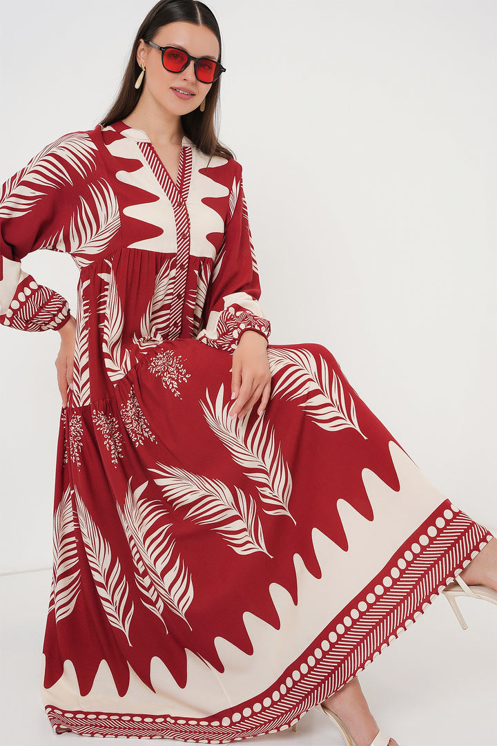 Bigdart Robe de hijab à motifs authentiques 2423 - G. Bordeaux