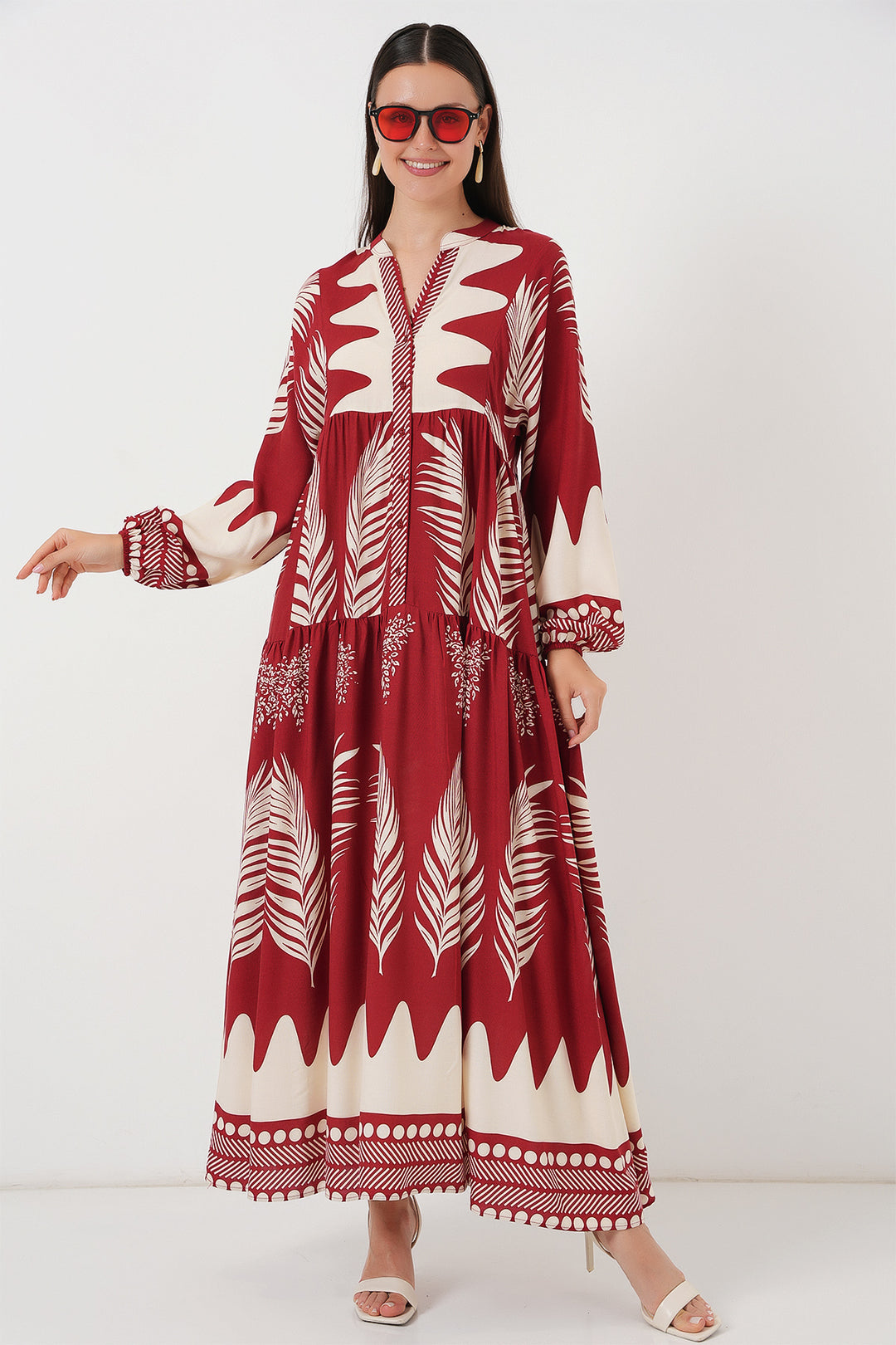 Bigdart Robe de hijab à motifs authentiques 2423 - G. Bordeaux