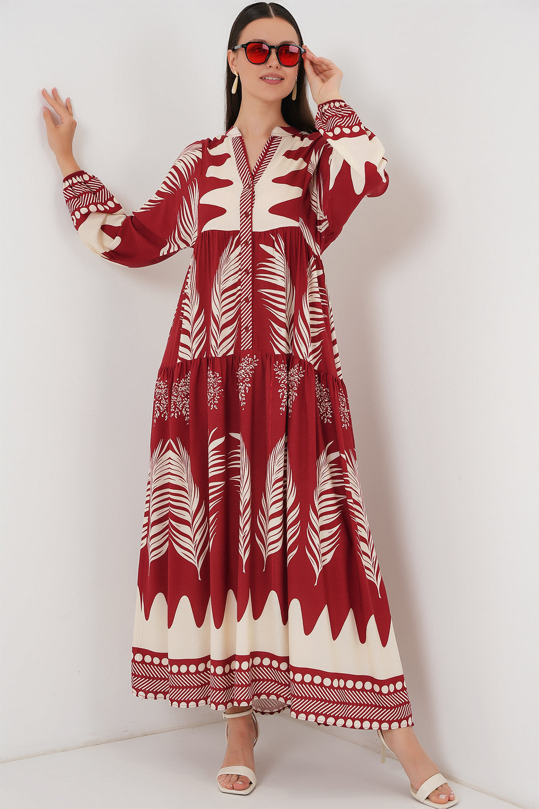 Bigdart Robe de hijab à motifs authentiques 2423 - G. Bordeaux