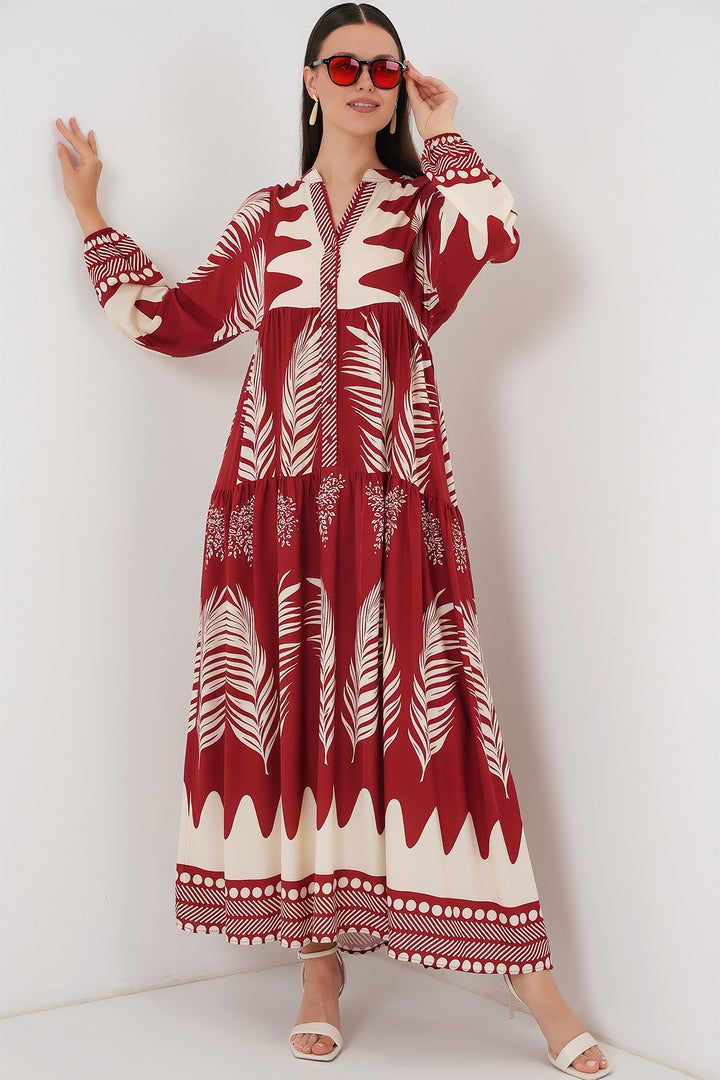 Bigdart Robe de hijab à motifs authentiques 2423 - G. Bordeaux