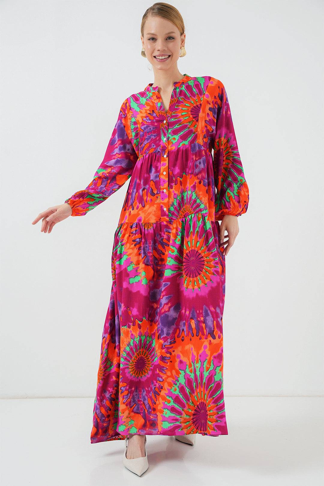 Bigdart Robe de hijab à motif authentique 2423 - Fuchsia clair