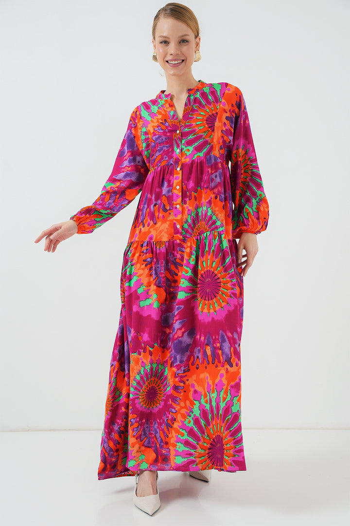 Bigdart Robe de hijab à motif authentique 2423 - h. Fuchsia