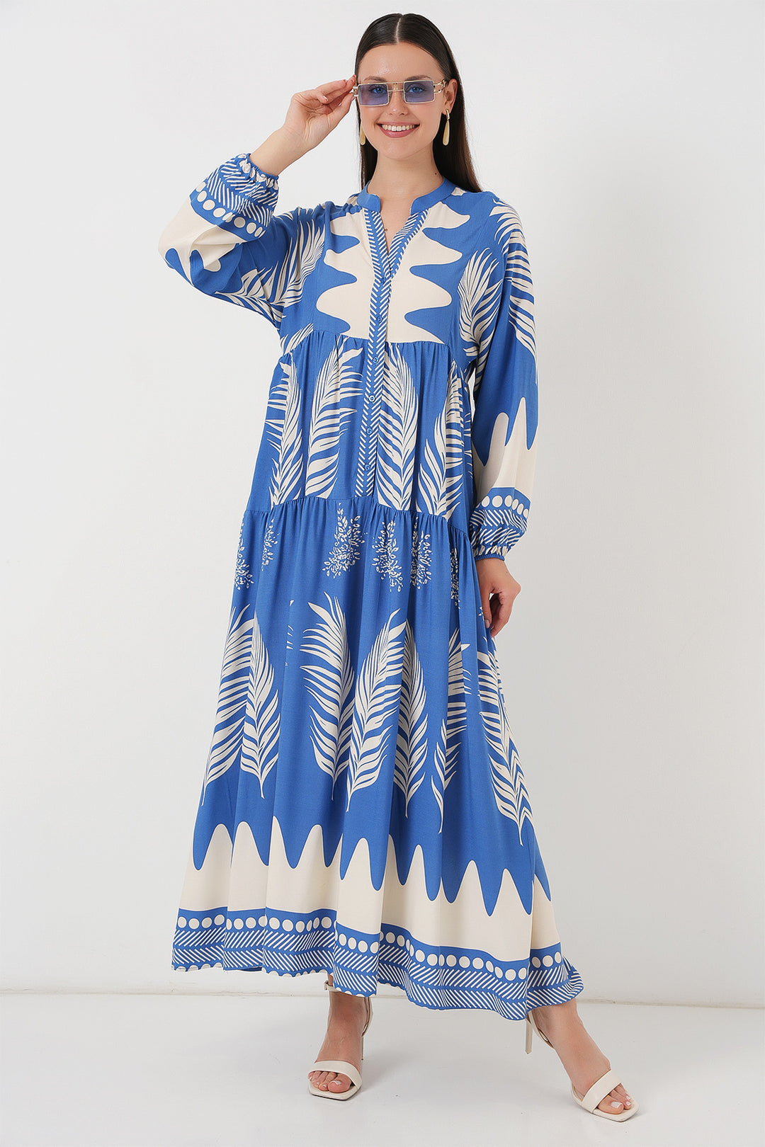Bigdart Robe de hijab à motifs authentiques 2423 - h. Indigo