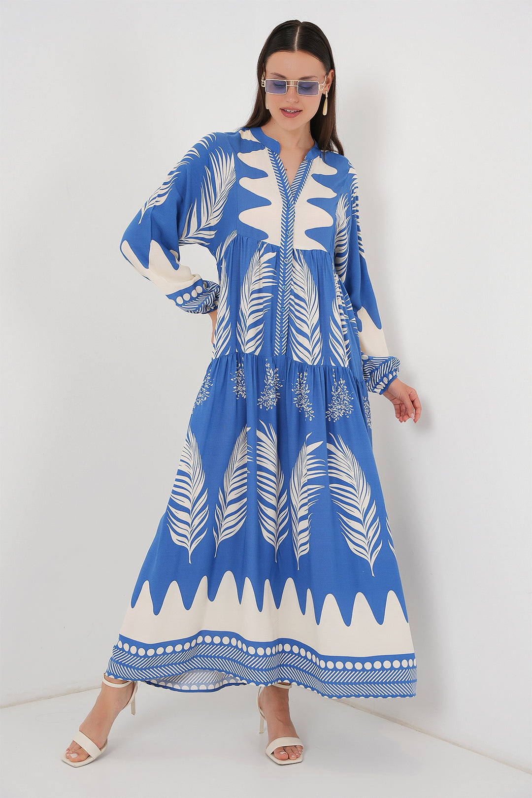 Bigdart Robe de hijab à motifs authentiques 2423 - h. Indigo