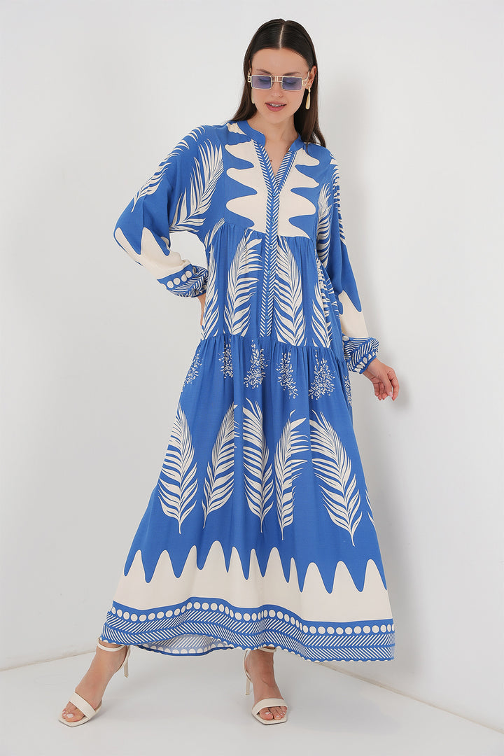 Bigdart Robe de hijab à motifs authentiques 2423 - h. Indigo