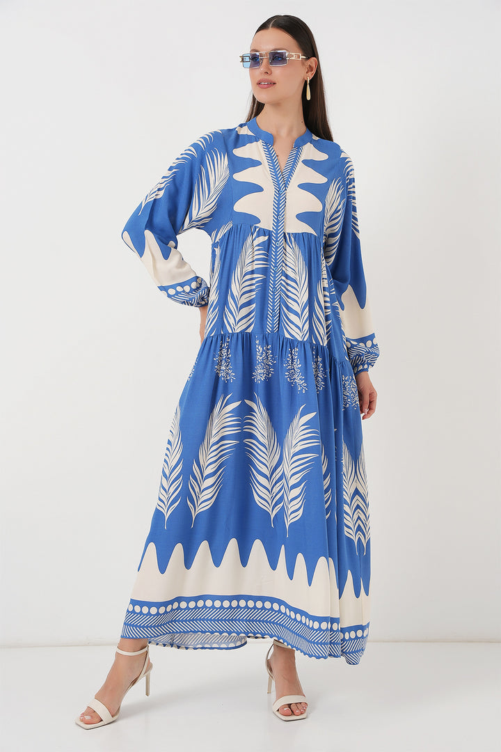 Bigdart Robe de hijab à motifs authentiques 2423 - h. Indigo