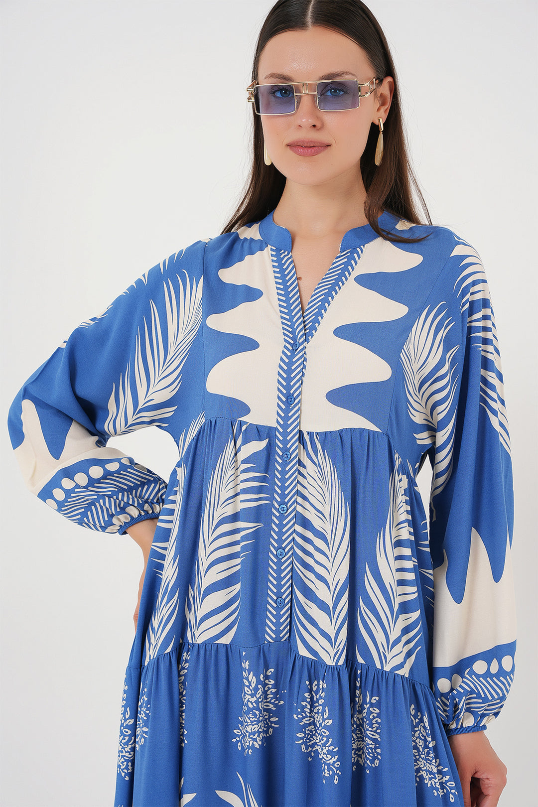 Bigdart Robe de hijab à motifs authentiques 2423 - h. Indigo