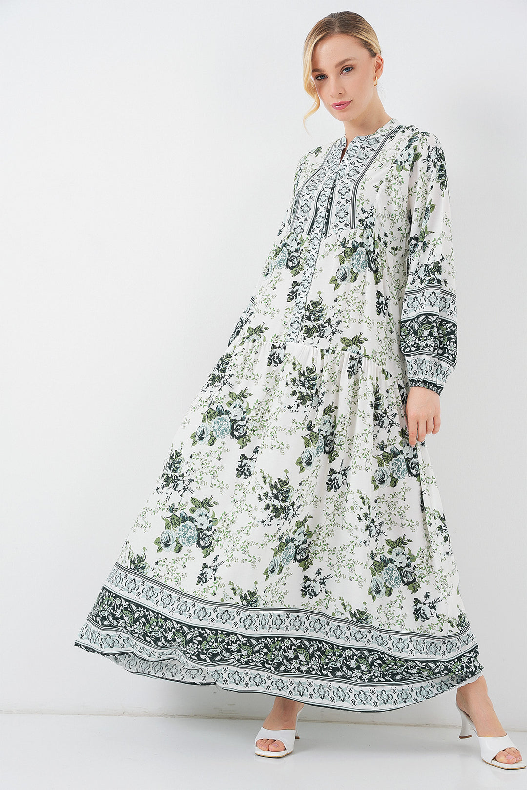 Bigdart Robe de Modeste en Viscose Femme Vert Blanc Bleu marine 2423 - k. Vert