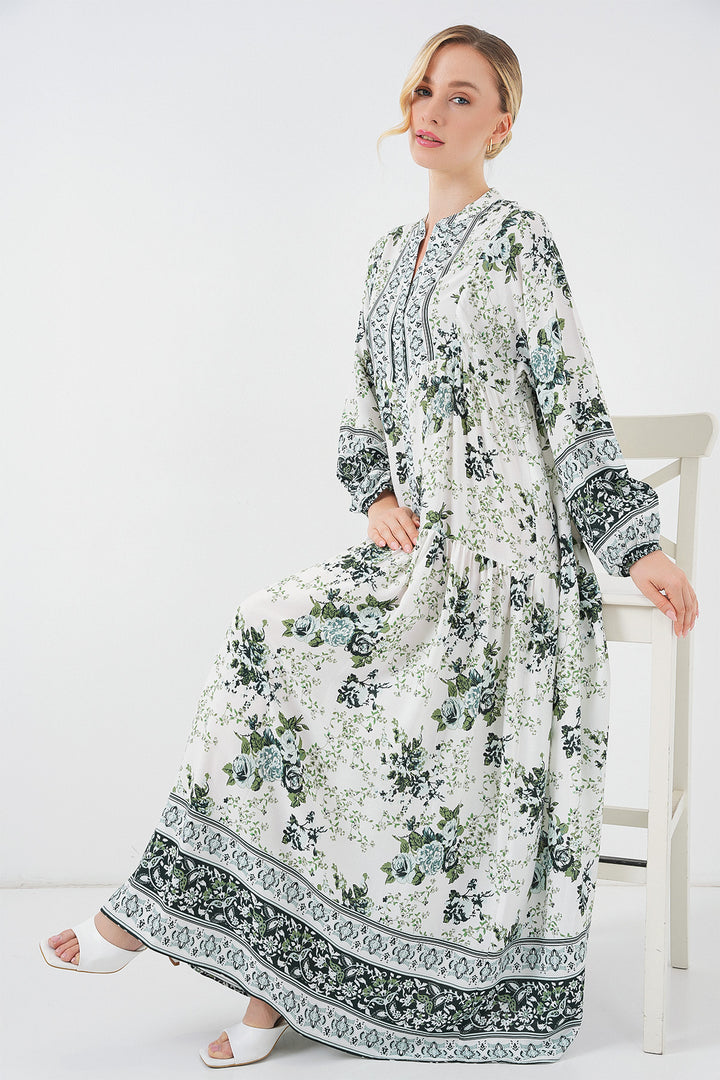 Bigdart Robe de Modeste en Viscose Femme Vert Blanc Bleu marine 2423 - k. Vert