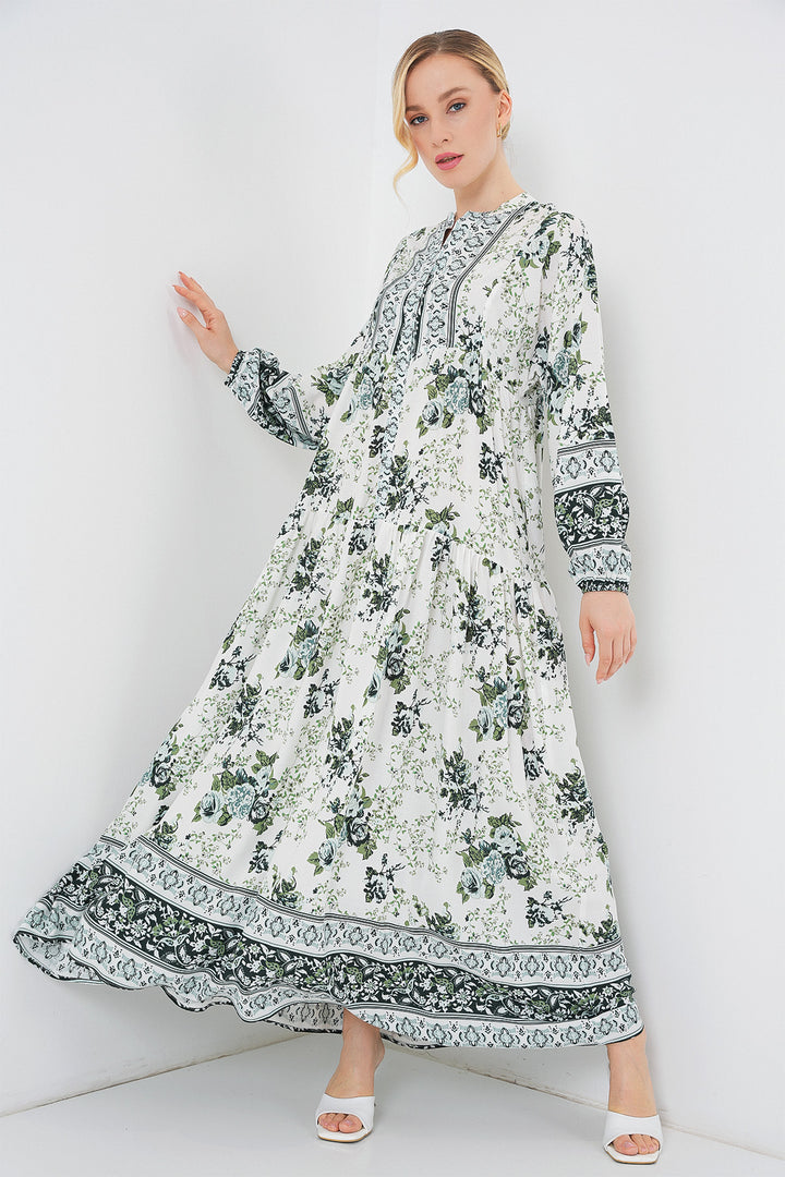 Bigdart Robe de Modeste en Viscose Femme Vert Blanc Bleu marine 2423 - k. Vert