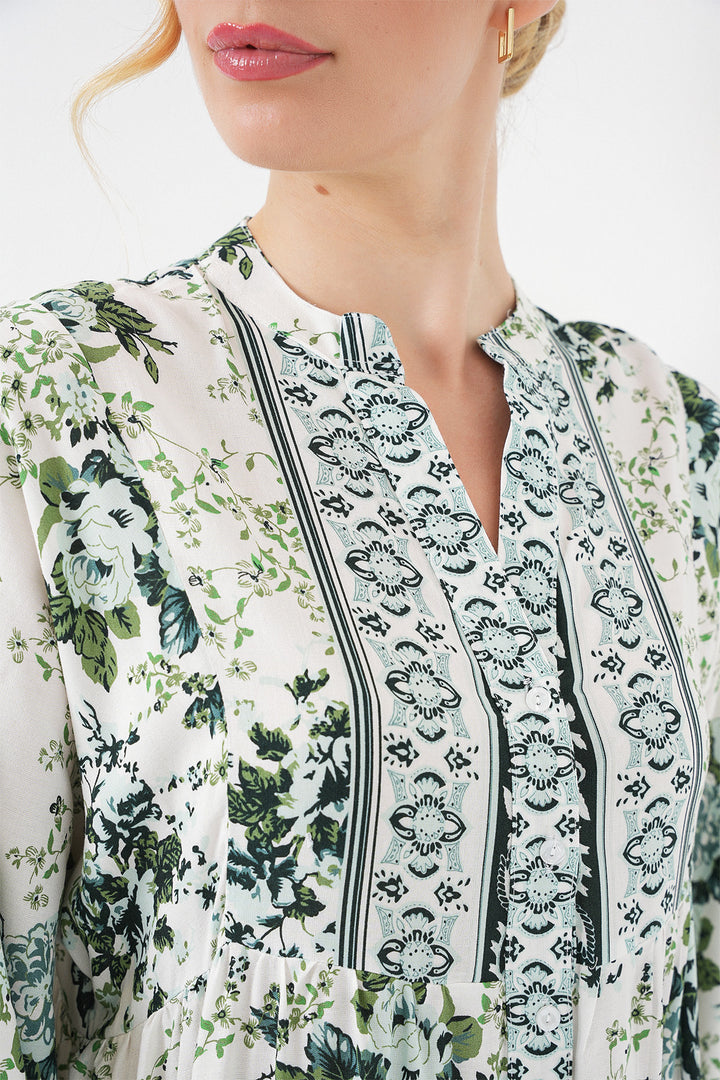 Bigdart Robe de Modeste en Viscose Femme Vert Blanc Bleu marine 2423 - k. Vert