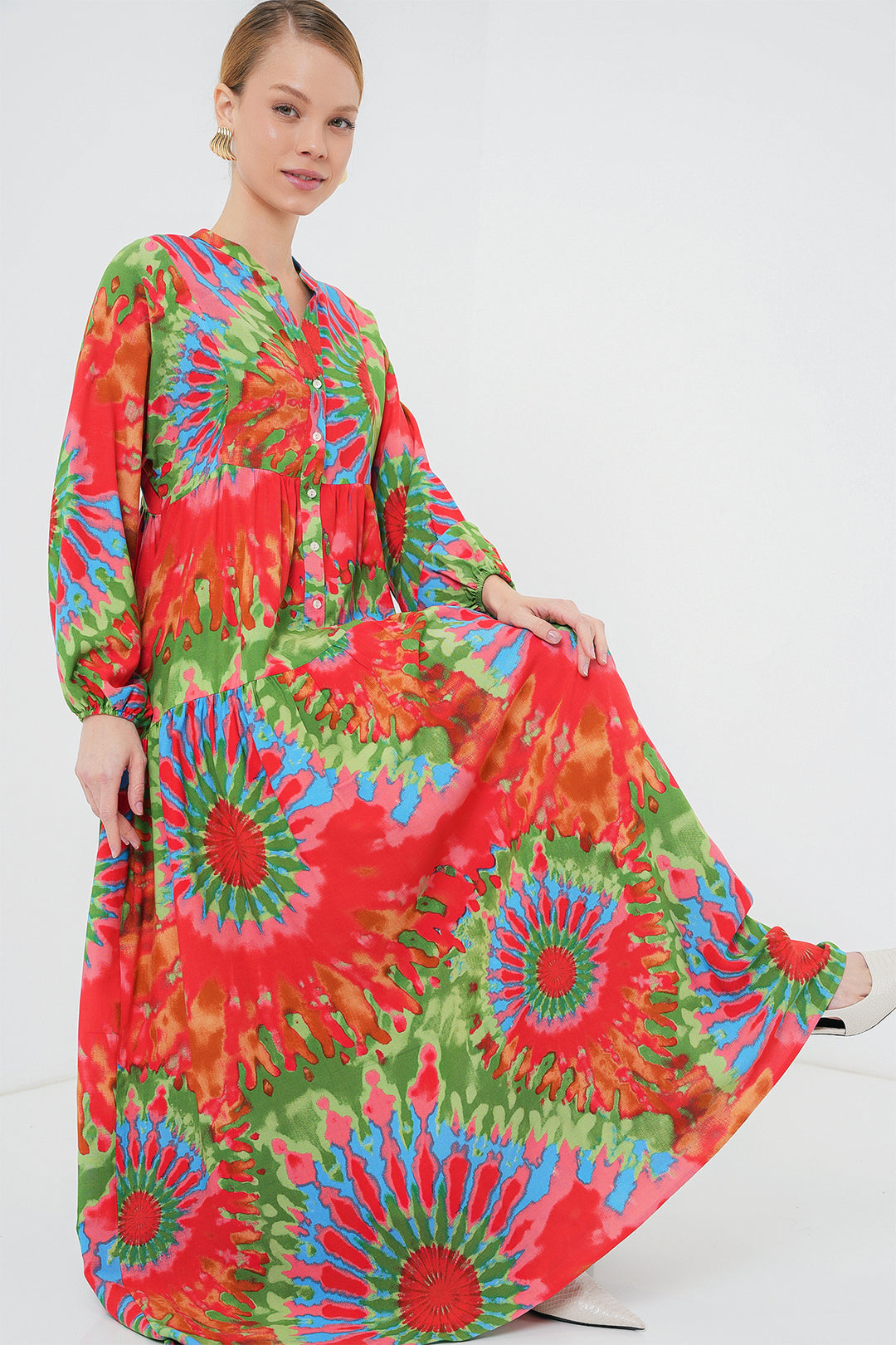 Bigdart Robe de hijab à motif authentique 2423 - Rouge clair