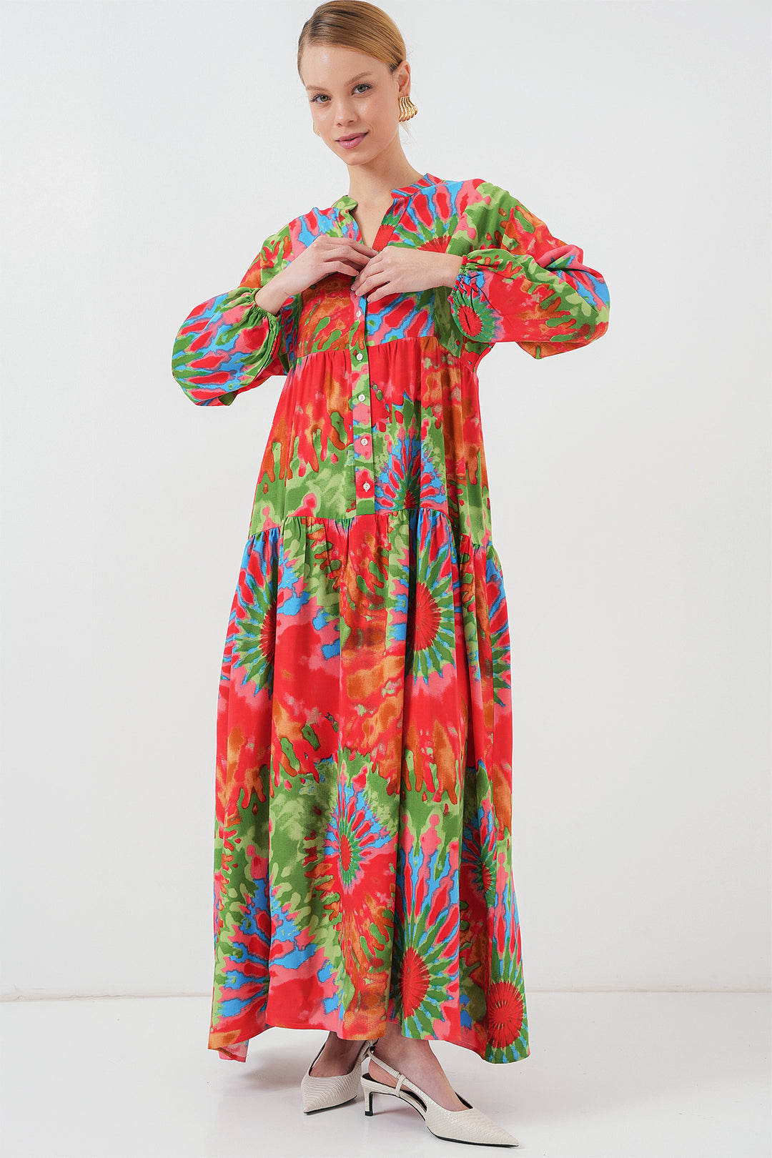 Bigdart Robe de hijab à motif authentique 2423 - Rouge clair