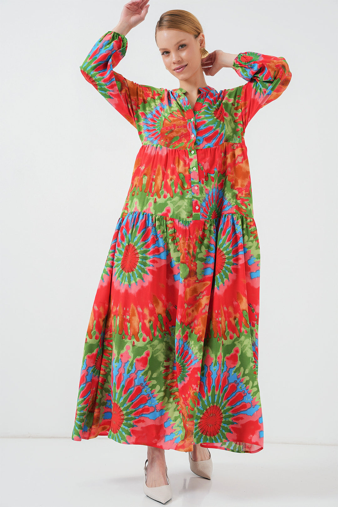 Bigdart Robe de hijab à motif authentique 2423 - Rouge clair