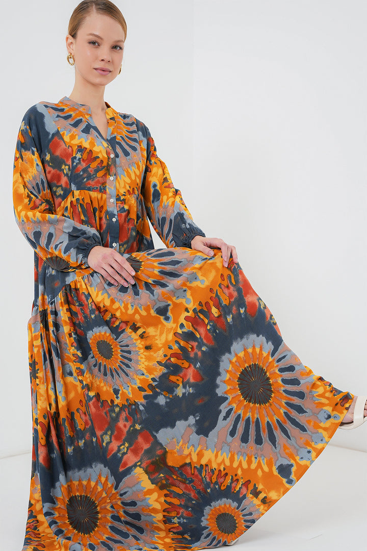 Bigdart Robe de hijab à motif authentique 2423 - Orange clair