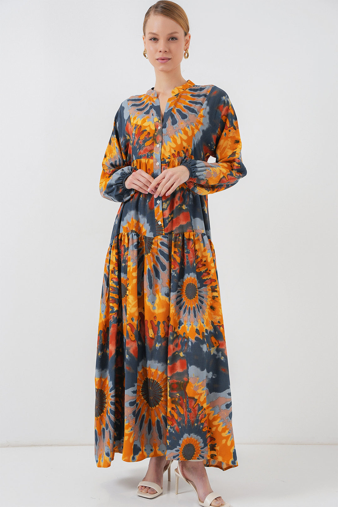 Bigdart Robe de hijab à motif authentique 2423 - Orange clair