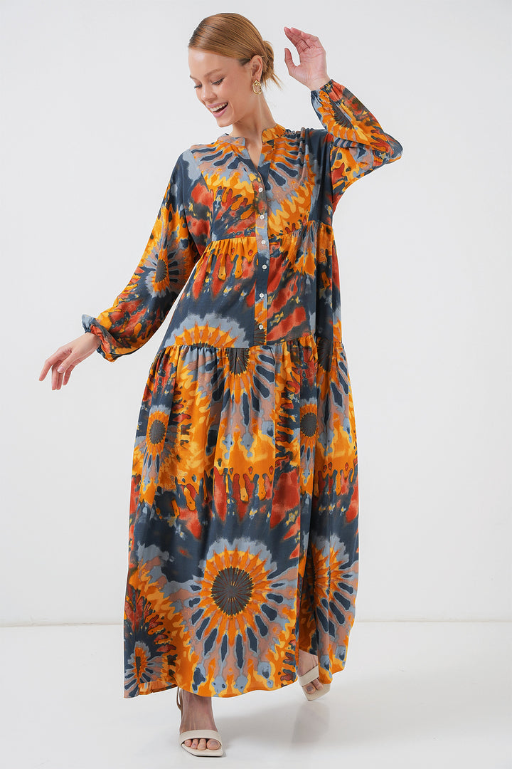 Bigdart Robe de hijab à motif authentique 2423 - Orange clair