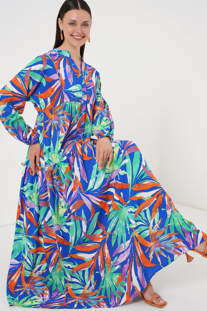 Bigdart Robe de Modestie à Motif Authentique 2423 - Bleu marine 10