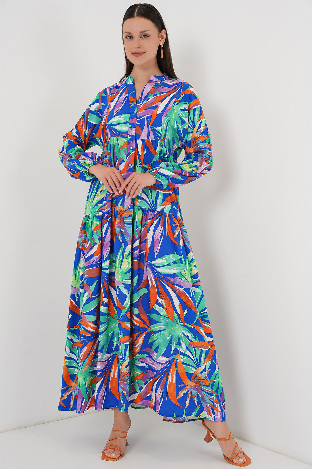 Bigdart Robe de Modestie à Motif Authentique 2423 - Bleu marine 10