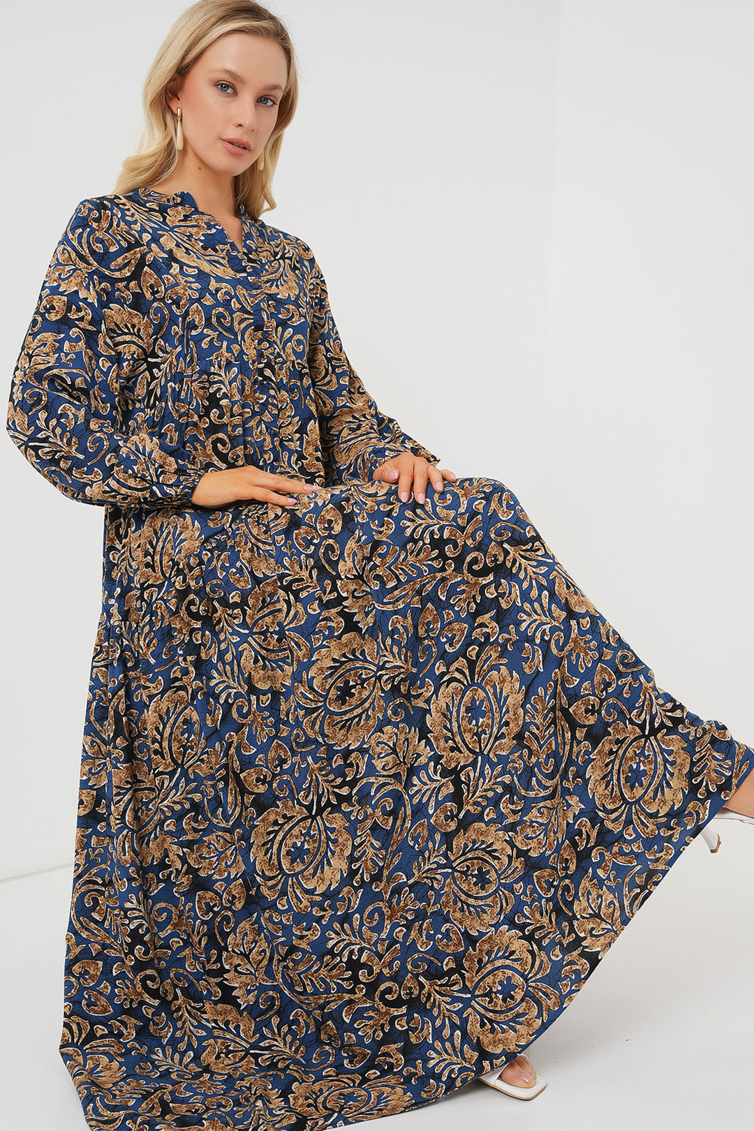 Bigdart Robe de hijab à motifs authentiques 2423 - Bleu marine 11