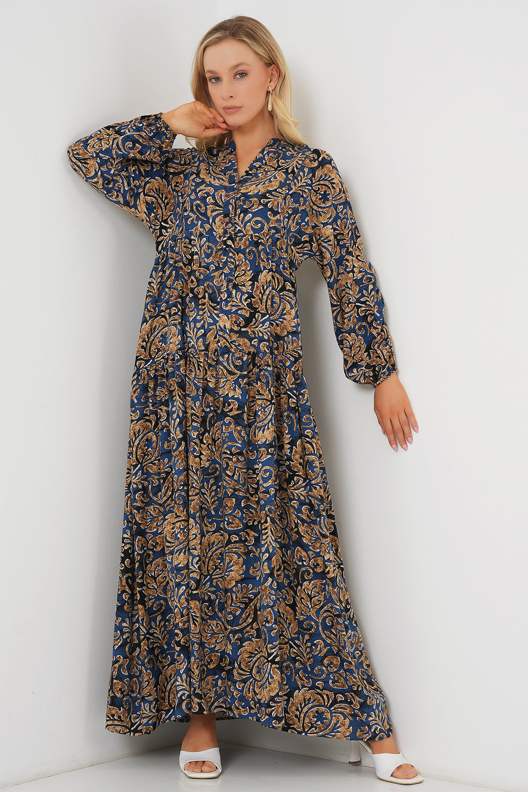Bigdart Robe de hijab à motifs authentiques 2423 - Bleu marine 11