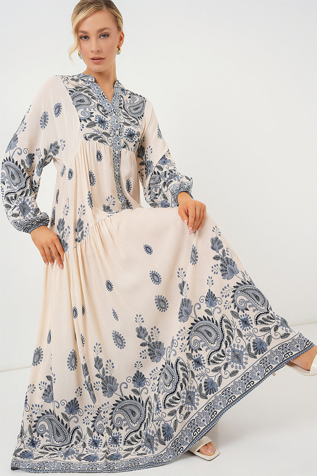 Bigdart Robe de hijab à motif authentique 2423 - Bleu marine 12
