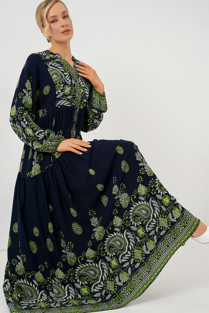 Bigdart Robe de hijab à motif authentique 2423 - Bleu marine 13