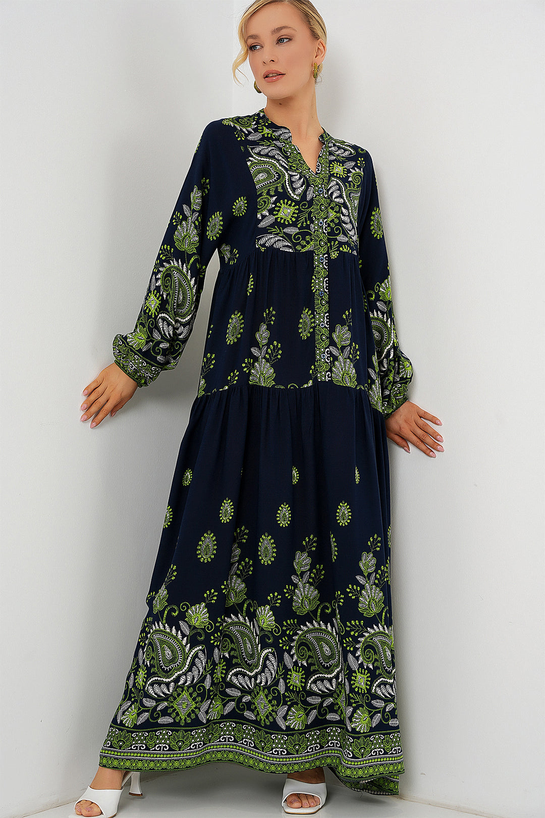 Bigdart Robe de hijab à motif authentique 2423 - Bleu marine 13