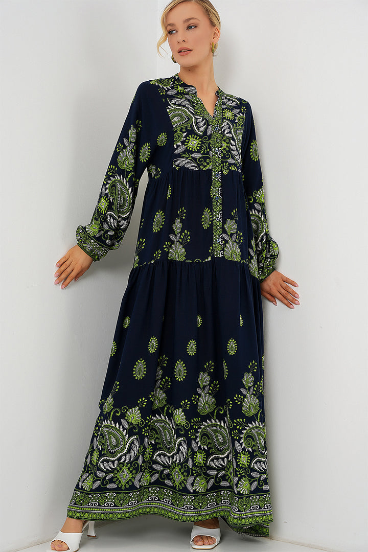 Bigdart Robe de hijab à motif authentique 2423 - Bleu marine 13