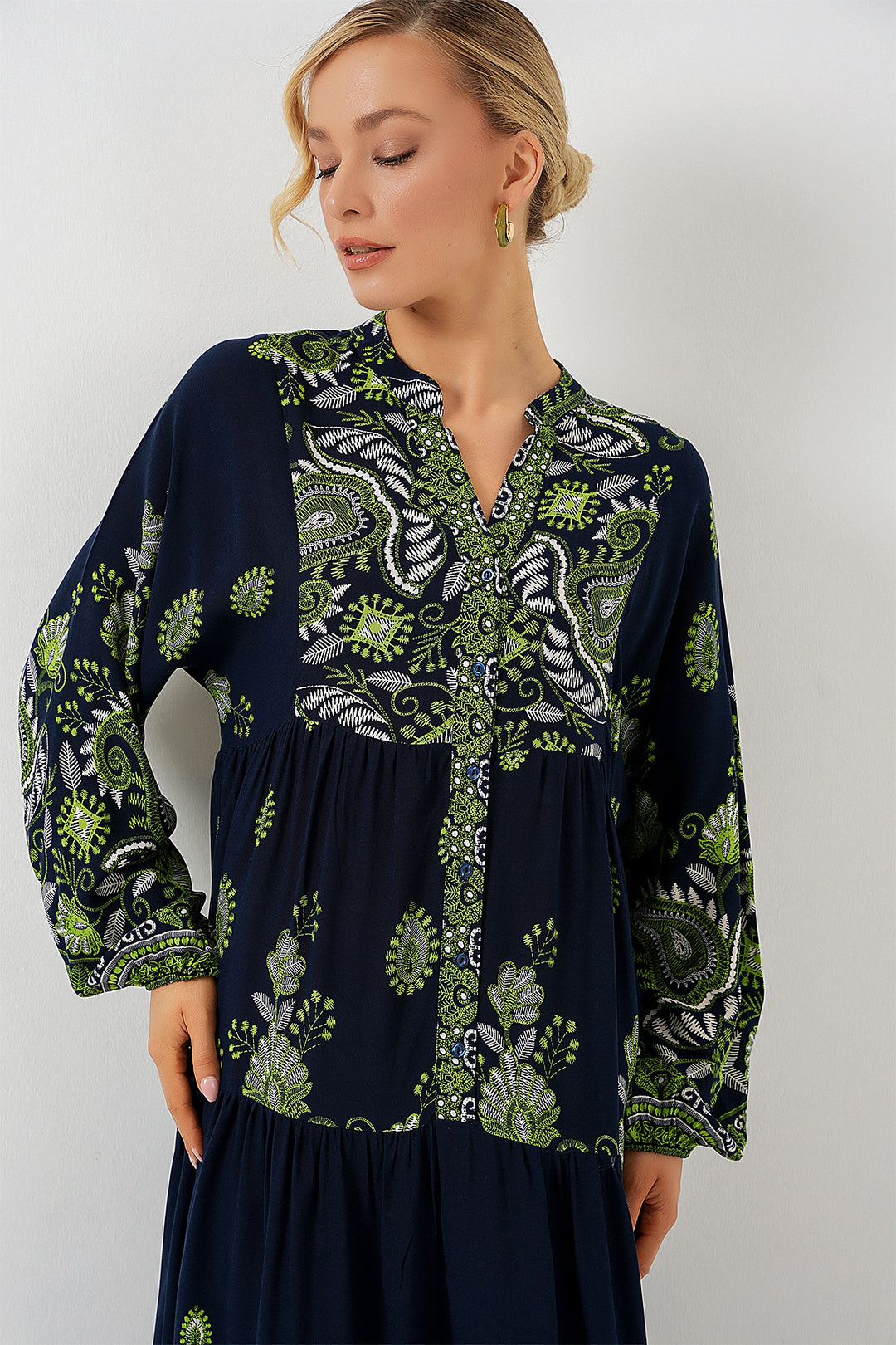 Bigdart Robe de hijab à motif authentique 2423 - Bleu marine 13
