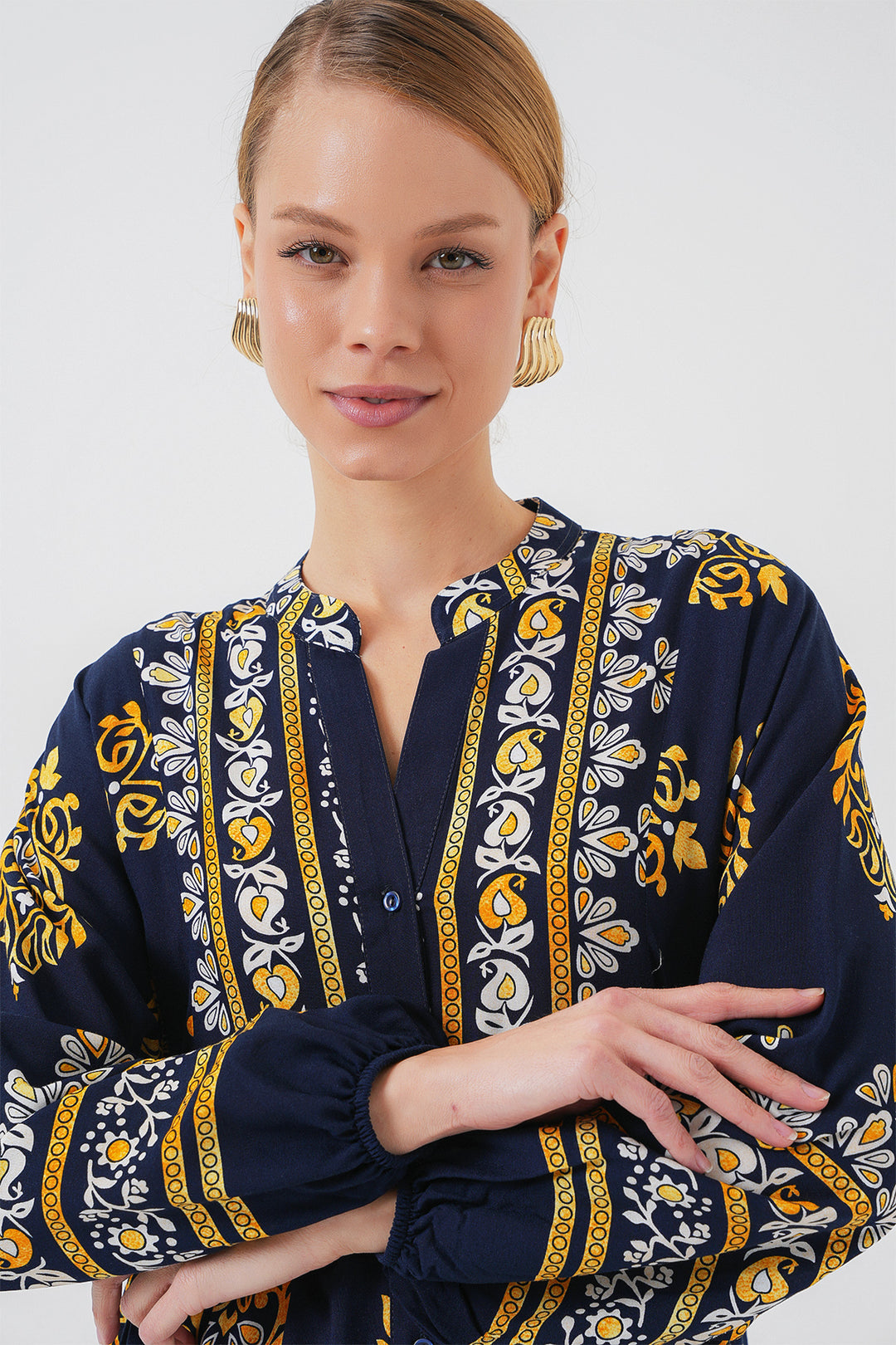 Bigdart Robe de hijab à motif authentique 2423 - Bleu marine 2