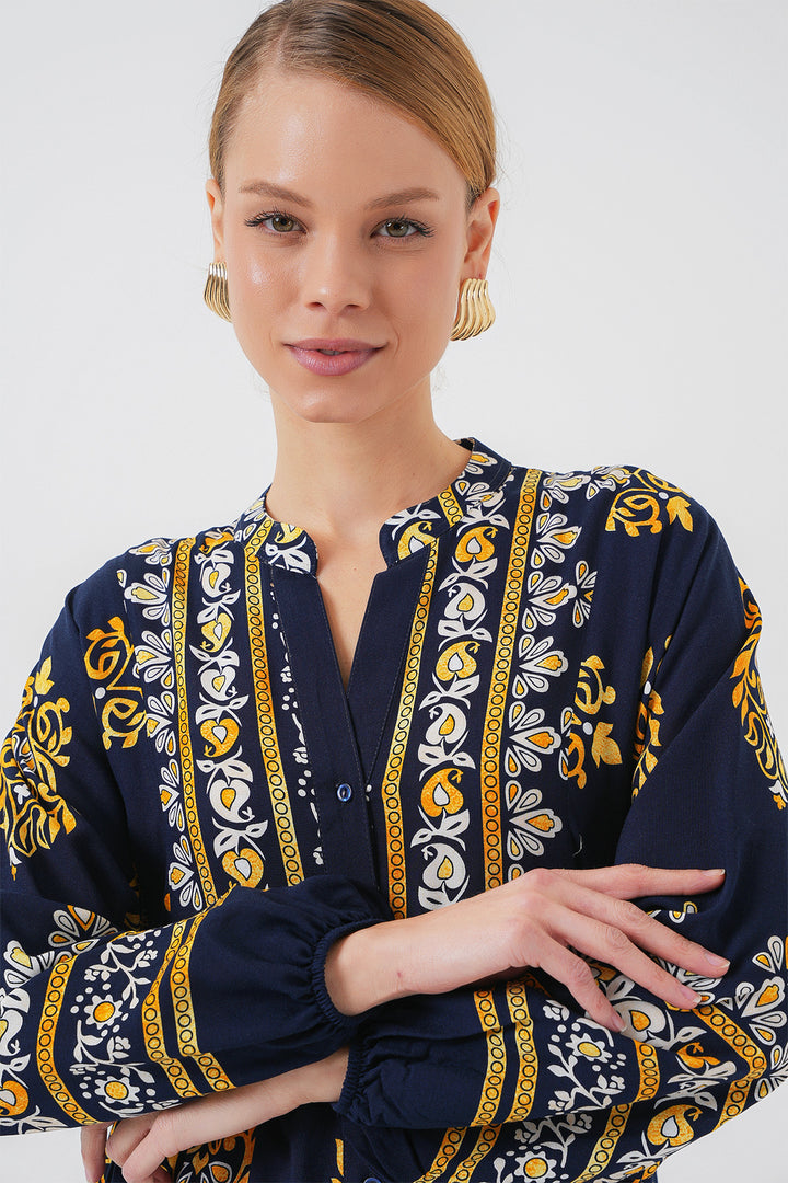 Bigdart Robe de hijab à motif authentique 2423 - Bleu marine 2