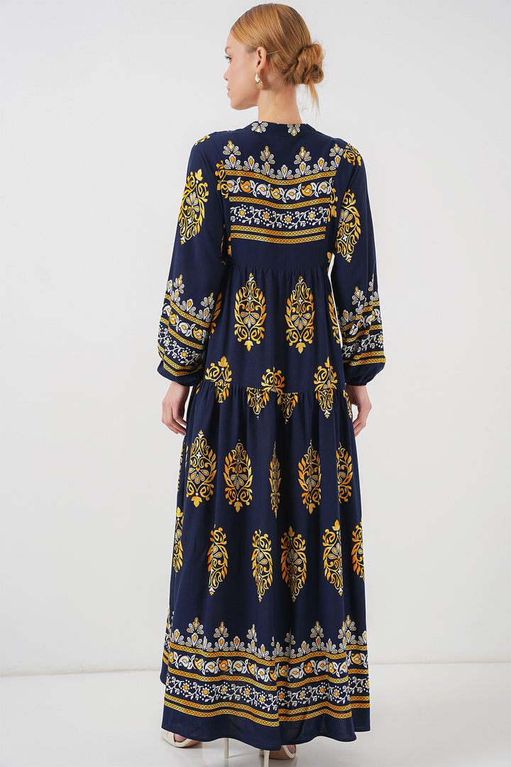 Bigdart Robe de hijab à motif authentique 2423 - Bleu marine 2