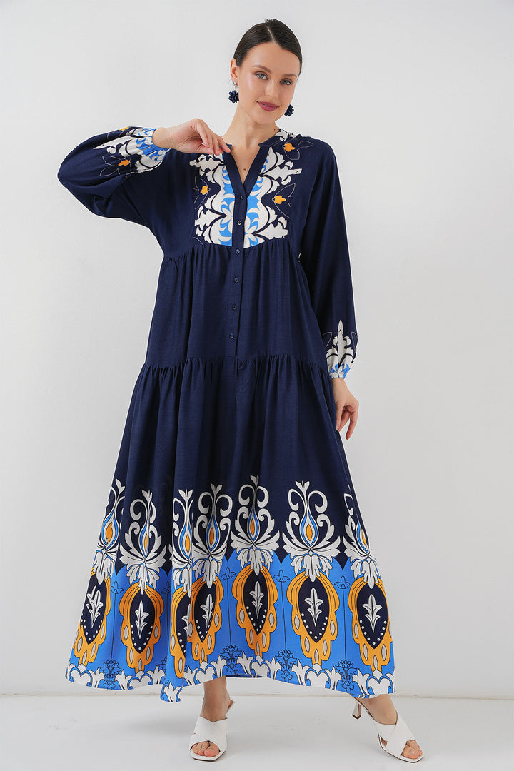 Bigdart Robe de hijab à motif authentique 2423 - Bleu marine 4