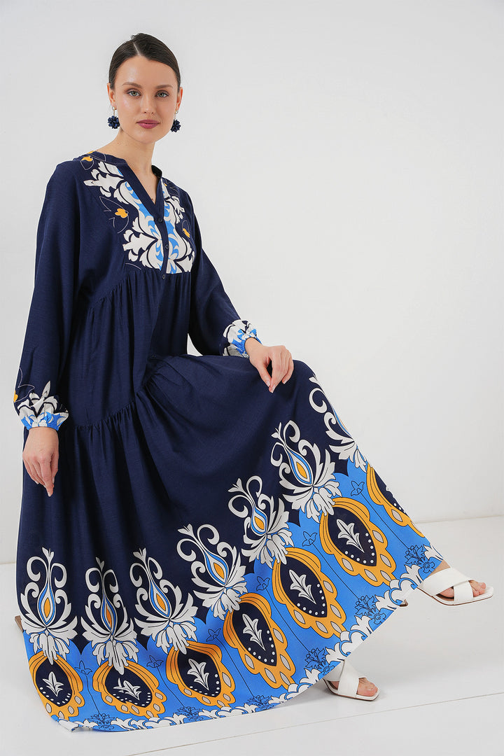 Bigdart Robe de hijab à motif authentique 2423 - Bleu marine 4