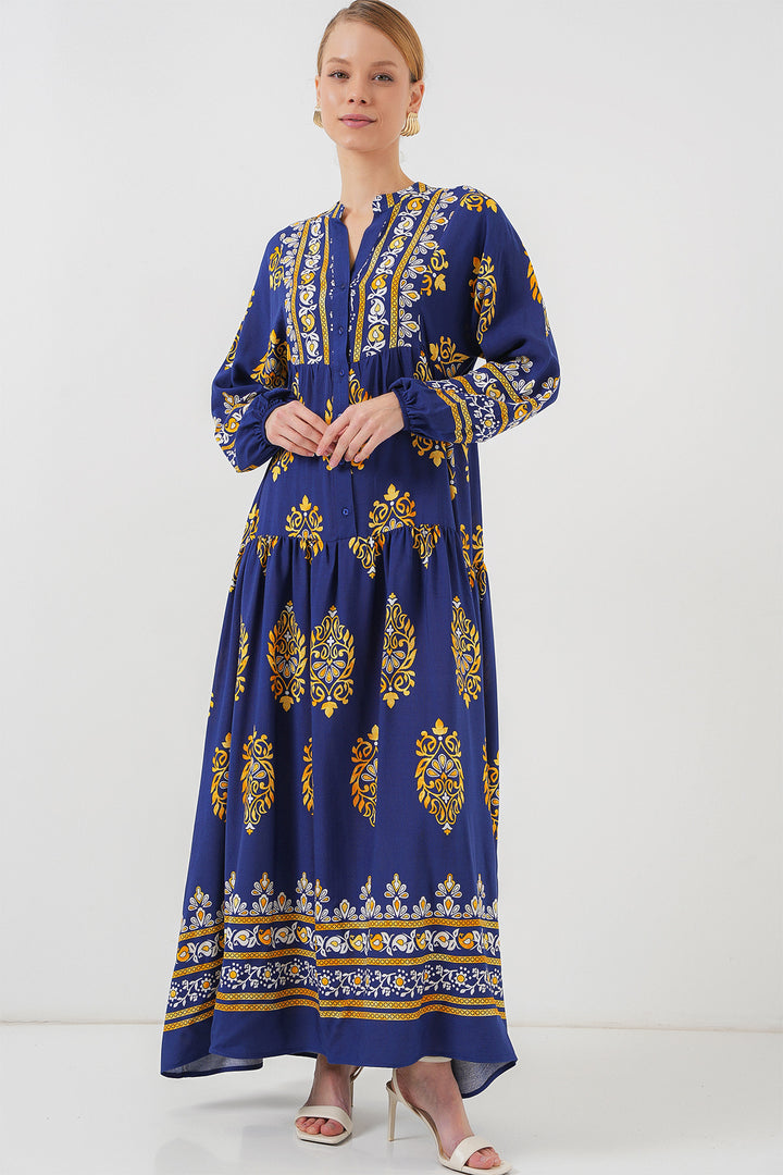 Bigdart Robe de hijab à motif authentique 2423 - Bleu marine 6