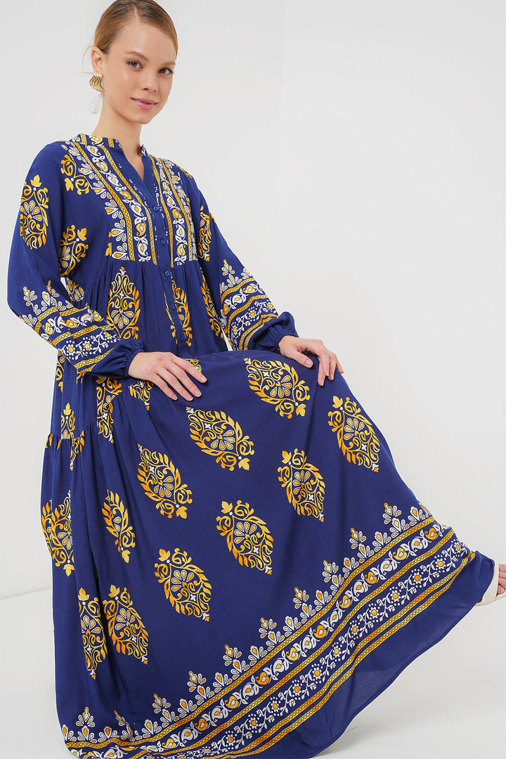 Bigdart Robe de hijab à motif authentique 2423 - Bleu marine 6