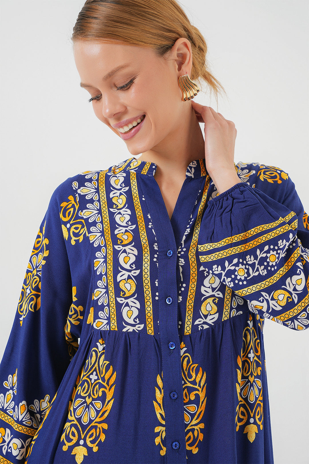 Bigdart Robe de hijab à motif authentique 2423 - Bleu marine 6