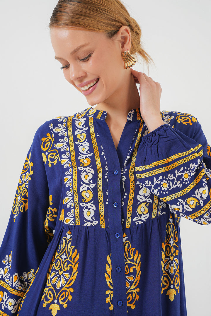 Bigdart Robe de hijab à motif authentique 2423 - Bleu marine 6