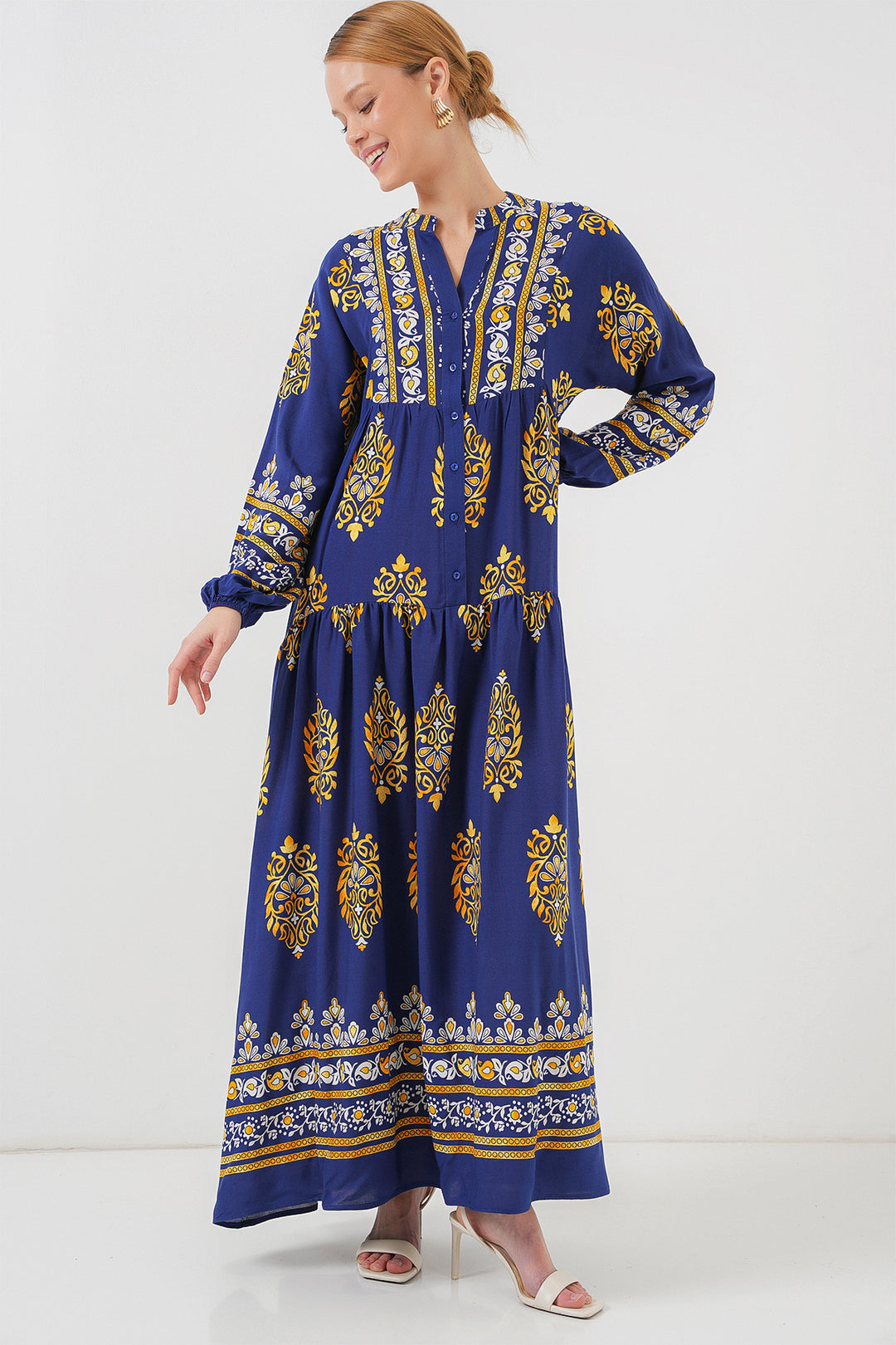 Bigdart Robe de hijab à motif authentique 2423 - Bleu marine 6